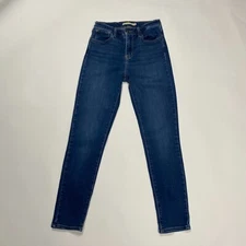 Levi's 721 Jeans Womens Size W25 L27 High Rise Skinny Ankle Dark Blue Denim