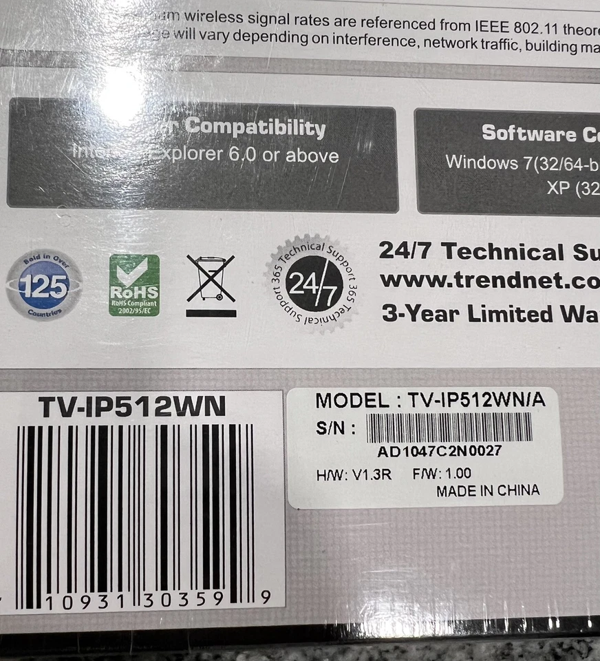 Web Camera ProView Wireless N Internet Camera TRENDnet TV-IP512WN Web Cam NEW 🔥 - Image 4 of 4