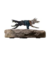 Lazart Laser Cut Metal Art Coyote Figurine on Sandstone Brown 2.5" H x 4" W