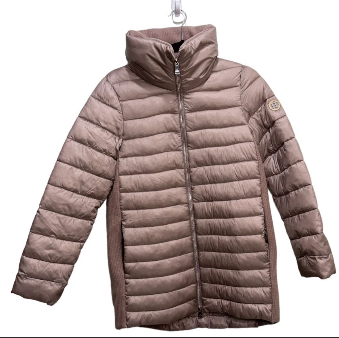 Bernardo Coat Womens Small Rose Gold Puffer Coat with Knit Sides