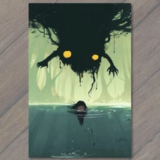 Art Print Girl Trapped By Monster Long Hair Weird Unusual Hopelessness Feeling