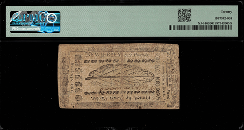 NJ-146 Colonial Currency - New Jersey April 23, 1761 6 Pounds PMG 20 - Picture 2 of 2