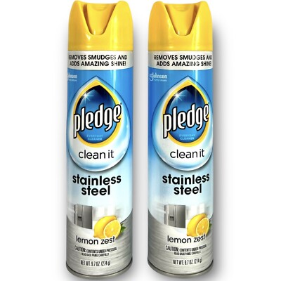 Pledge Clean It Stainless Steel Everyday Spray Cleaner Lemon Zest Shine 2 Pack