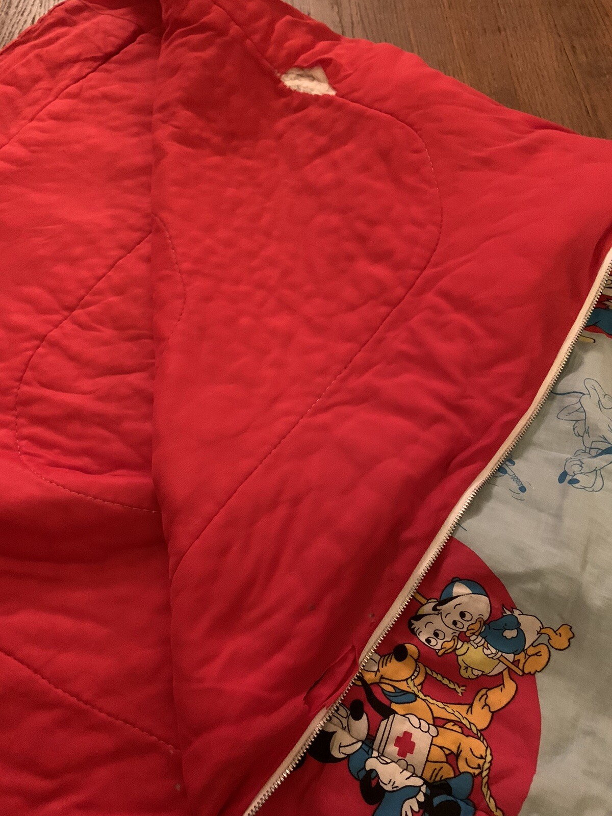 Vintage Disney Mickey Mouse Sleeping Bag Childrens Kids Pluto Minnie Donald Duck