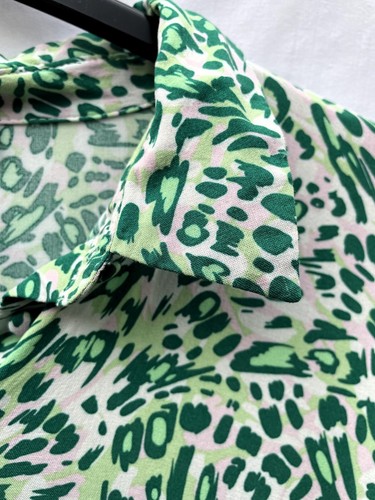 New Look Curves UK 20 Summer Dress Green White Pink, Balloon Sleeves Knee Length - Picture 3 of 13