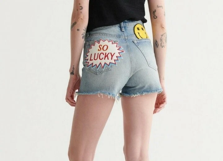 Pantalones Cortos para Mujer Lucky Brand Corte Talla 27 Denim Parcheados Tiro Alto Ajustados NUEVO Foto 2 de 4