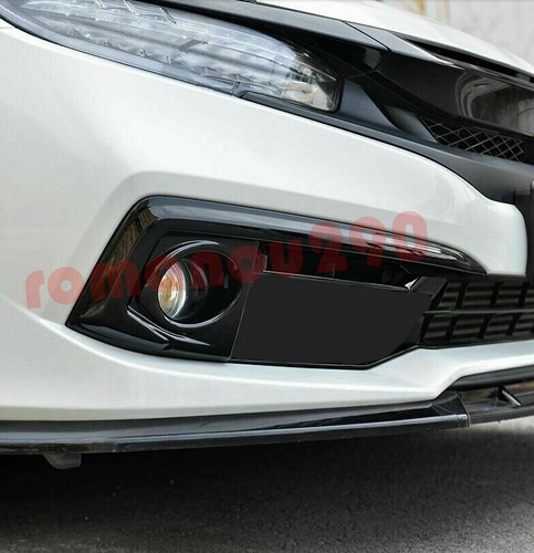 For Honda Civic 2019-2021 Glossy Black Car Front Fog Lights Lamp Cover Trim ABS - Picture 3 of 7
