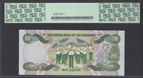 Bahamas One Dollar 2001 P69 Uncirculated Graded 68 - Picture 2 of 2