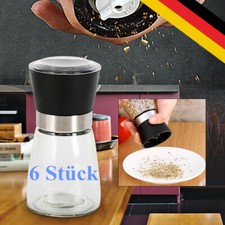 6 Stück Salzmühle Pfeffermühle Gewürzmühle Keramikmahlwerk Glas Set Schwarz DHL