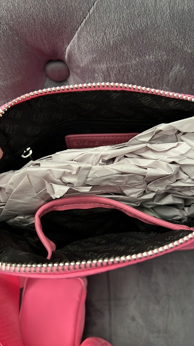 STEVE MADDEN BMAGIENY CROSSBODY BAG PINK NYLON PURSE W AIR