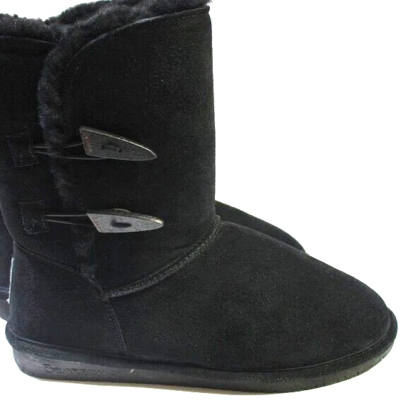 Bearpaw Women's Suede Natural Wool Black Boots Size-9 - Image 4 of 4