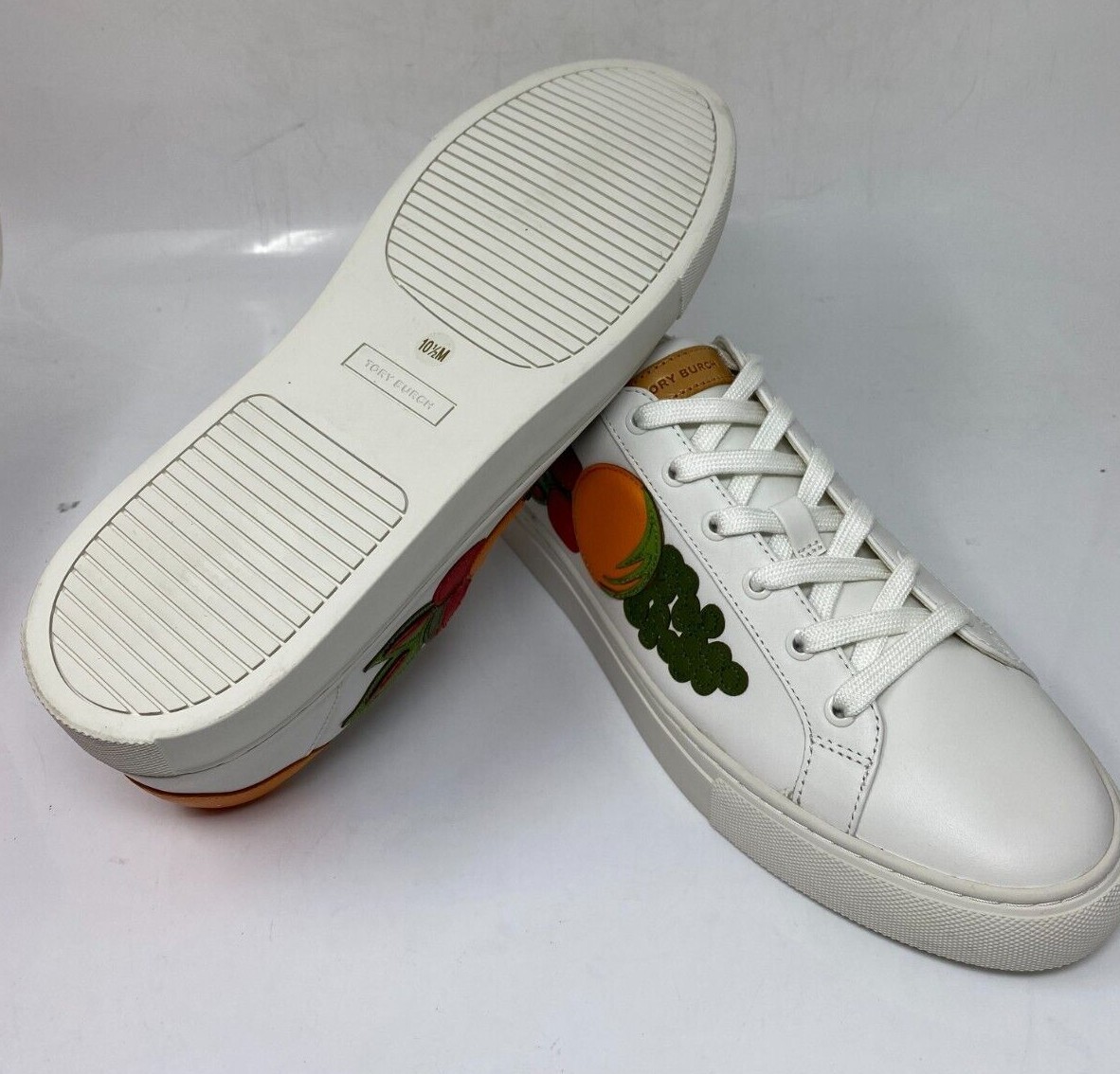 Tory Burch Leather Color Block Sneakers Bari Nappa in Snow White