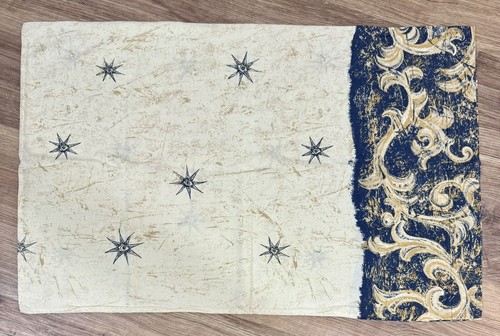 Vtg 90s Celestial Blue Gold Sun Star Boho Std Pillowcase Pair Whimsigoth Fairy - Picture 2 of 4