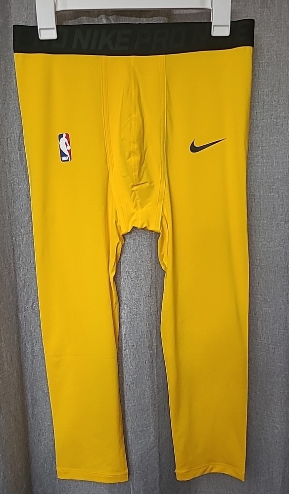 Nike Pro NBA 3/4 Compression Tights in Yellow Size XL for Men