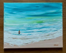 INTO THE SEA ACRYLIC PAINTING on 11 x 14 CANVAS ORIGINAL by SDSchwitters #204
