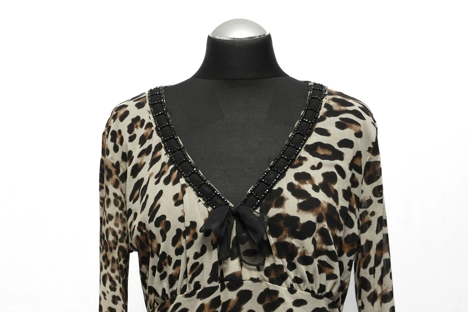 Nice Connection Bluse Schlupfbluse 44 beige Leopard leicht 3/4-Ärmel Transparent - Bild 2 von 4