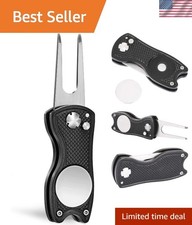 Golf Divot Repair Tool, All Metal Foldable Divot Tool with Pop-up Button  Ma...