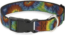 Plastic Clip Collar - Tie Dye Swirl Multi Color - 1.5" Wide - Fits 18-32" Neck -