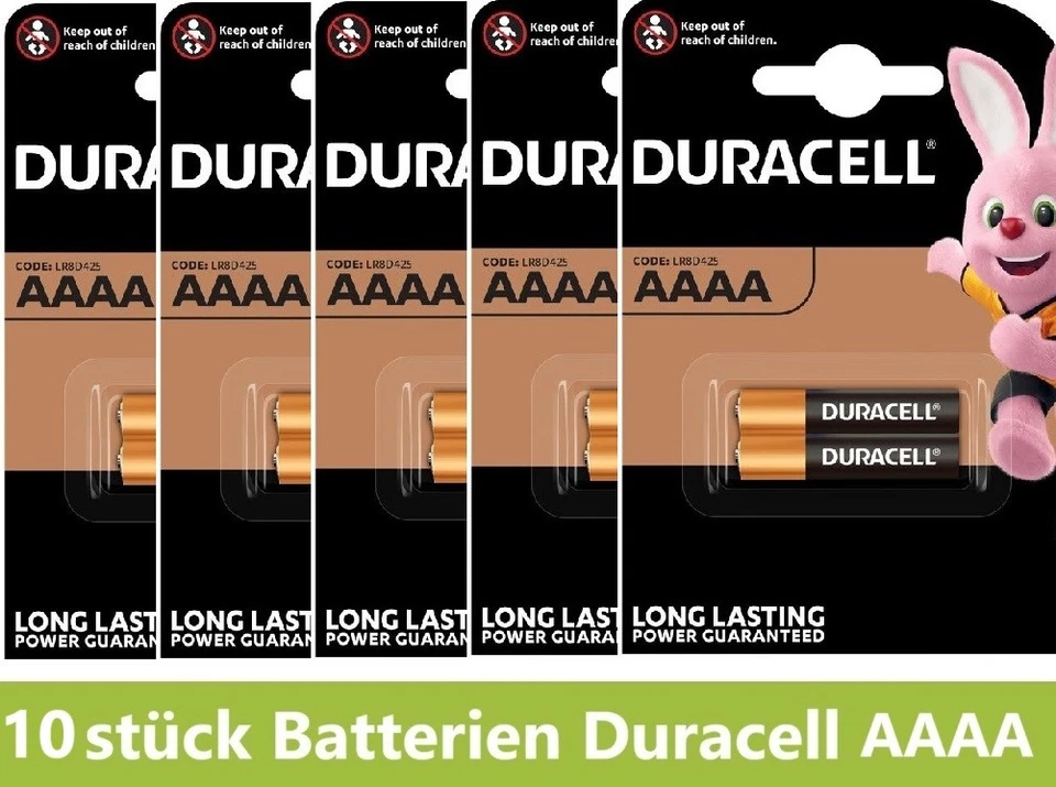10 x Duracell AAAA Mini LR 61 LR8D425 MN 2500 E96 MX2500 1,5Volt Alkaline - Bild 1 von 1