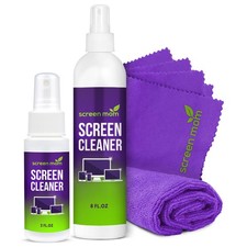 Screen Cleaner Spray and 4 Microfiber Cloths Bundle 8oz 2oz, by Screen Mom,...