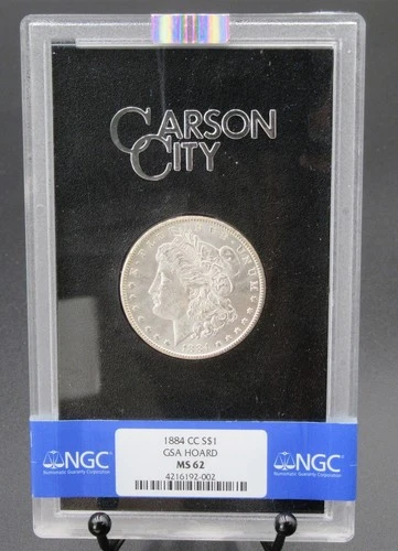 1884 CC MORGAN SILVER DOLLAR CARSON CITY GSA MS 62 BU UNCIRCULATED BOX NGC NR!