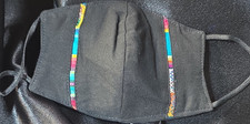 Reusable Washable Black Face Mask with Multicolor Stripes