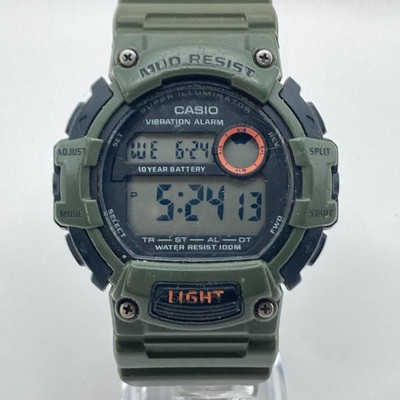 Casio Men's Watch 3463 TRT-110H Green Vibration Alarm 47mm Dual Time Mud Resist