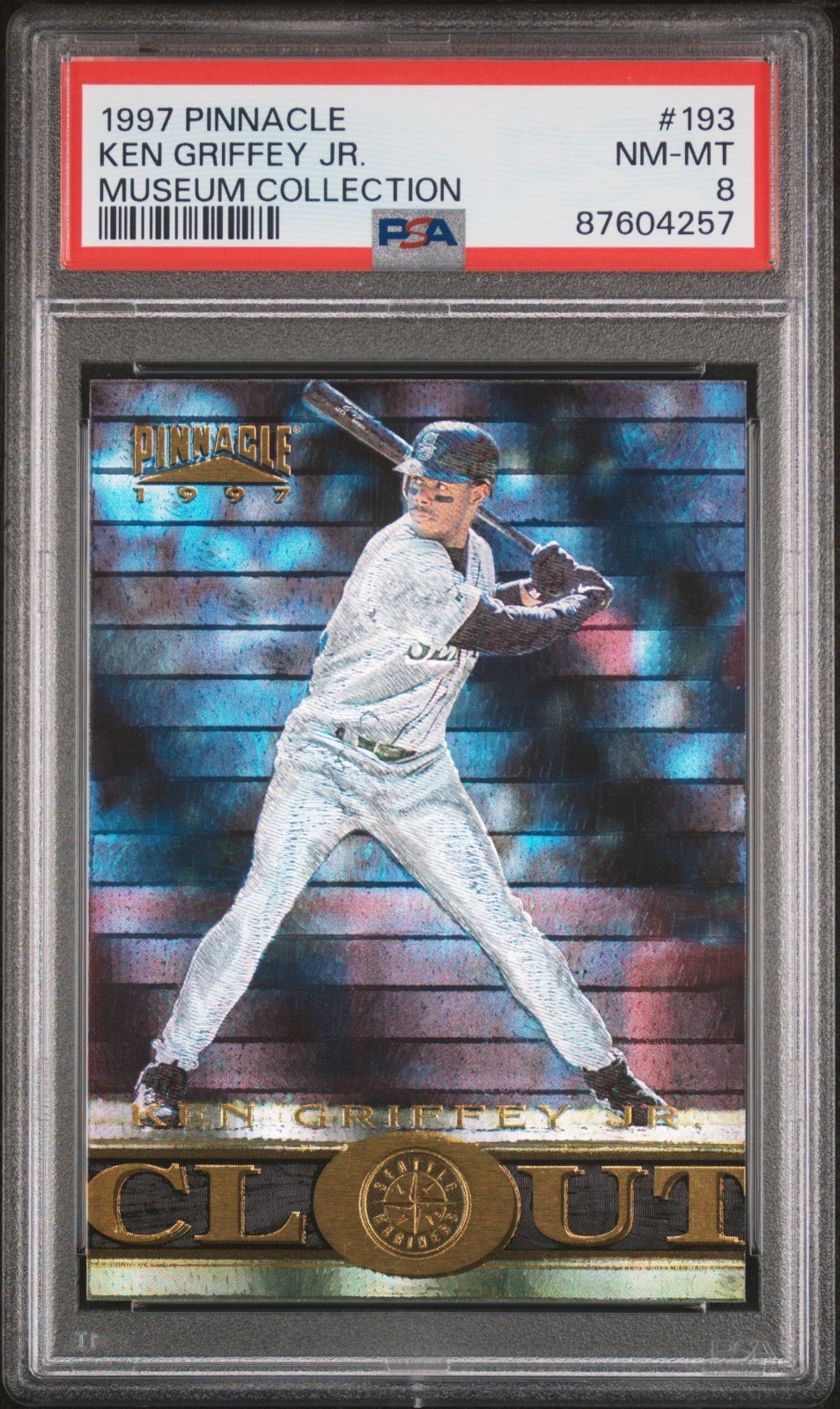 1997 KEN GRIFFEY JR Pinnacle MUSEUM COLLECTION #193 Rare Parallel SP NM-MT PSA 8 view 2