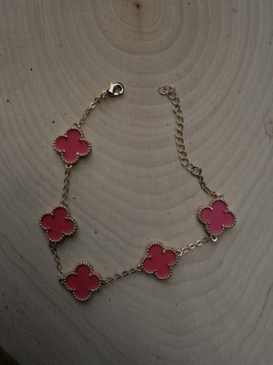 Pink Clover Bracelet - 14k Gold Plated