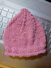 Newborn Baby Pink 100 WOOL Hat Handmade Gift Winter H214