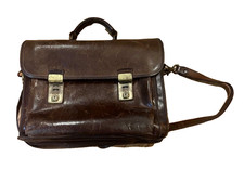 BEAUTIFUL FULL GRAIN LEATHER BRIEFCASE MESSENGER LAPTOP CASE BAG PATINA MADMEN