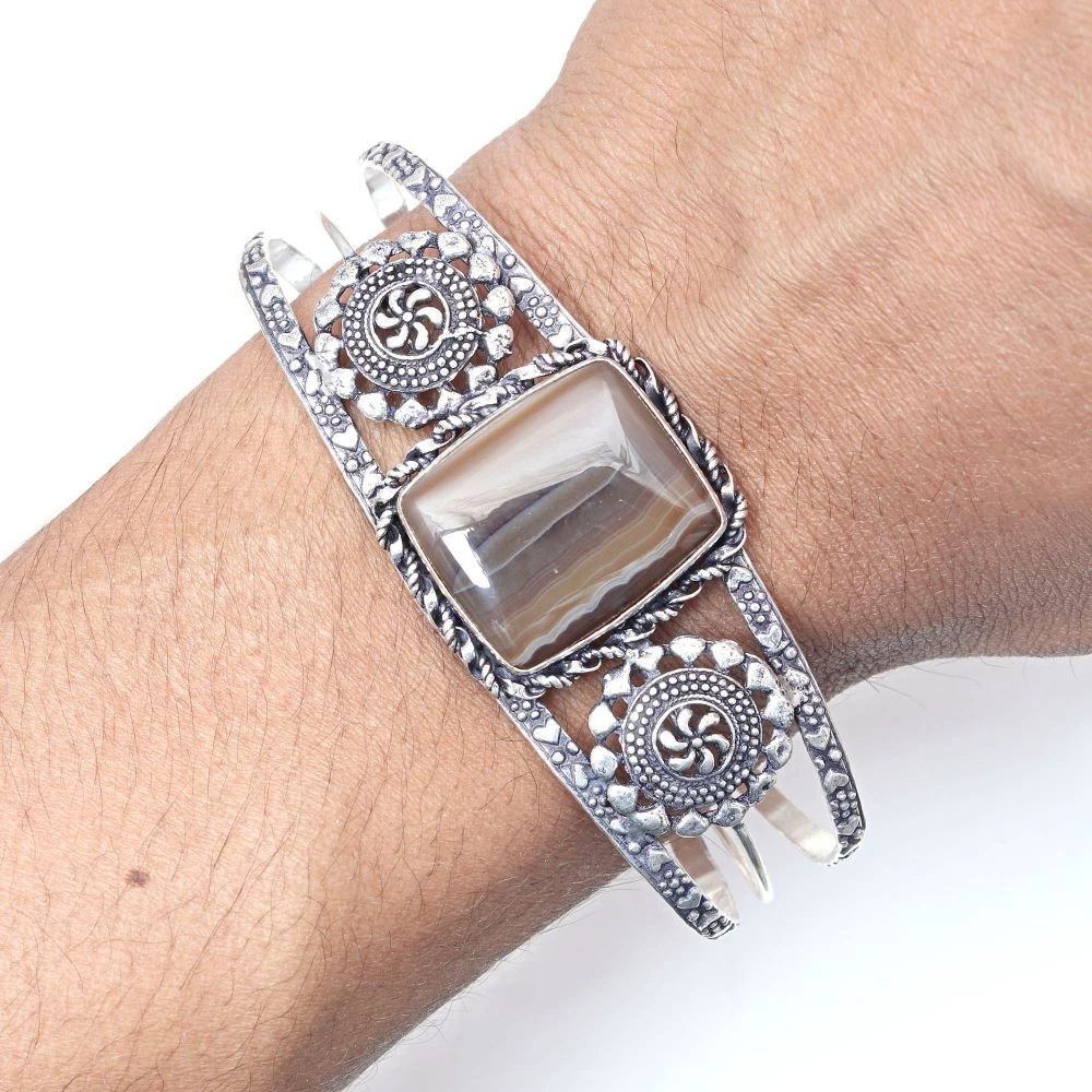 VALENTINO Bracciali Bracciale Gioielli Agata Grigio Botswana 7''Regolabili