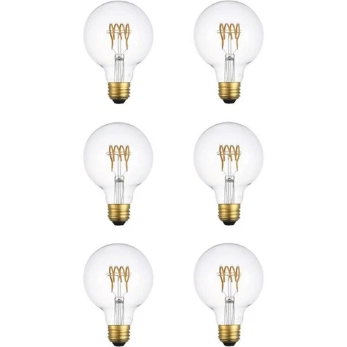 Elitco Lighting Edris 6W 3000K LED Horizontal Helix Glass Light Bulb (Set of 6) - Picture 2 of 2