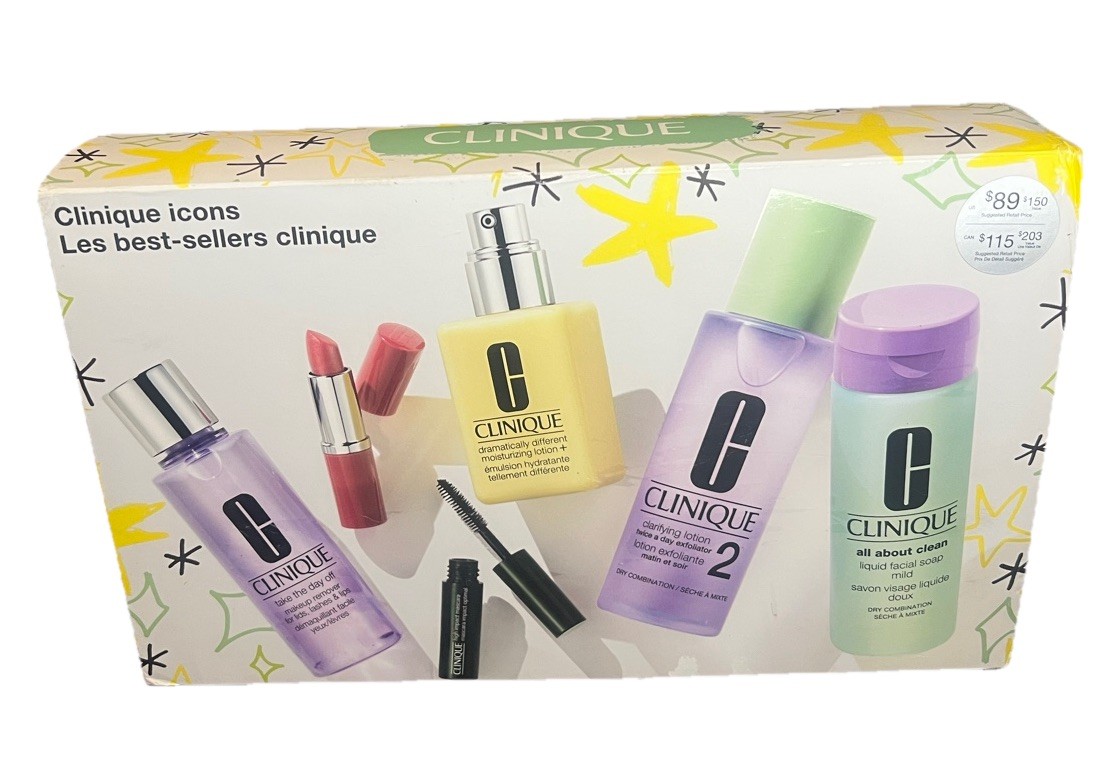 Clinique Icons Les Holiday Best Sellers 6 Piece Set Lotion Facial Soap Full Size
