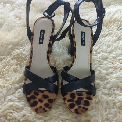 Nine West Women s Leopard Block Heels, Size 10.5 Going Out Feminine Girl Boss