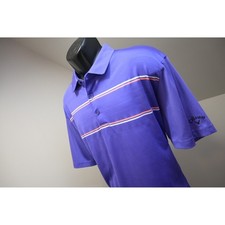Callaway Golf Polo Shirt Mens XL Purple Striped Opti-Dri Short Sleeve Excellent