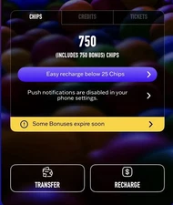 Dave and Buster's Power Card With 750 Chips Non-Expiring  (READ DESCRIPTION!)
