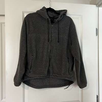 Grey Cabela's polartec zip-up hoodie fleece jacket with hood pockets