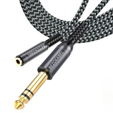 BEZOKABEL 1/4 to 3.5mm Headphone Adapter 8ft, TRS 6.35mm Male Black