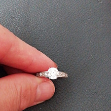 925 Sterling Silver Round White Simulated Diamond Prong Engagement Ring Size R