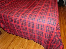 SALE Red PLAID US Bedspread Throw Style Round Frnt Corner 78 x 109 Long Washable