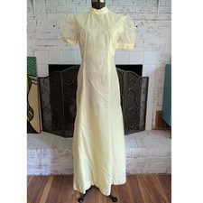 Vintage 70s Prairie Dress Maxi Yellow Swiss Dots