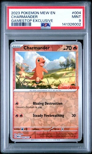 2023 POKEMON MEW EN-151 GAMESTOP EXCLUSIVE #004 CHARMANDER PSA 9