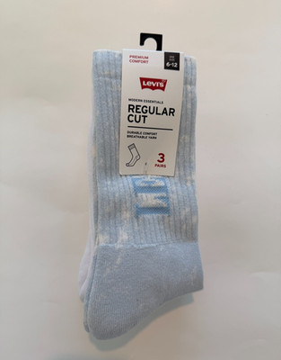 NEW Levi's Modern Essentials Regular Cut Crew Socks One Size 6-12 (3 Pairs)