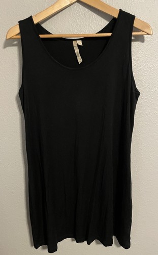 Comfy USA Womens Tunic Tank Top Size XL Black Modal Stretch Modern Minimalist