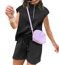 Piece Short Set Summer Outfits Casual Sleeveless Shirt  Shorts Workout Sweat...