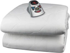 6 Ounce Quilted Electric Heated Mattress Pad with Digital Controller, Twin, Whit