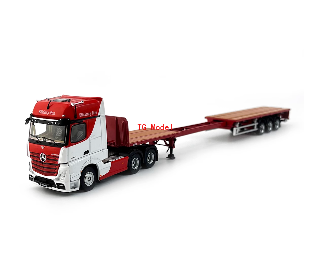 TG GCD 1:64 Red Actros Gigaspace Scalable Trailer Truck Model