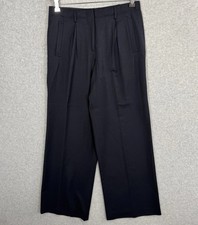 Crippen Black Wool Tailored Trousers Sz 4 Made In USA Pleated Straight Leg 6 VTG