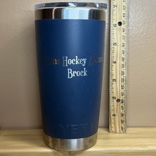 ENGRAVED Yeti Rambler Stainless Steel Tumbler w Lid, Dark Navy Blue, 20oz.